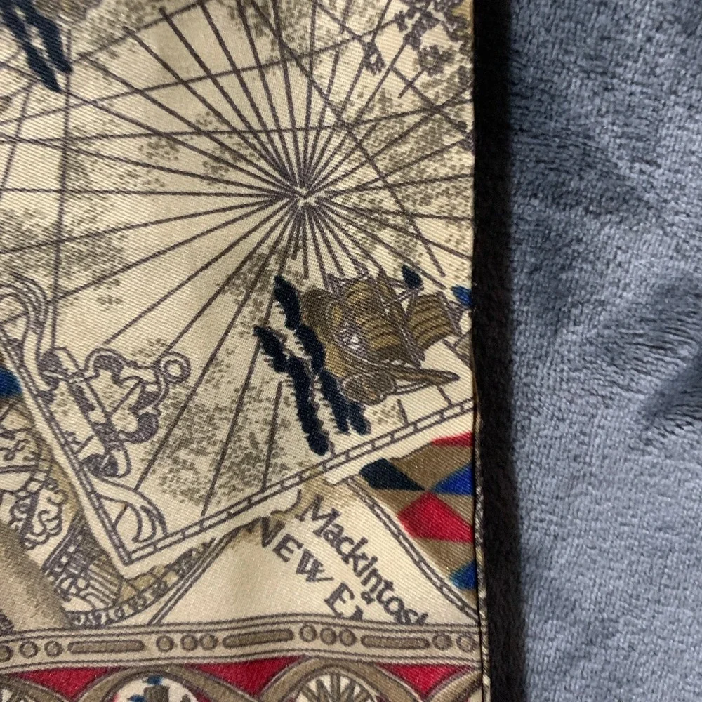 Vintage Mackintosh New England Map Nautical Souvenir Scarf Tie Massachusetts